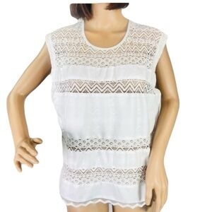 The Limited Lace-Trim Mesh Tee Blouse